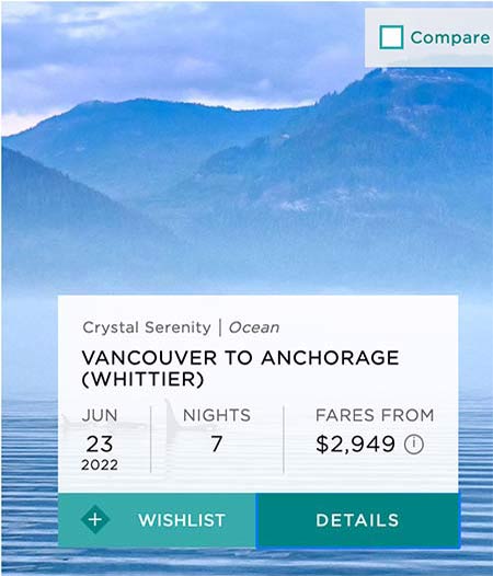 Crystal Cruises Vancouver to Anchorage