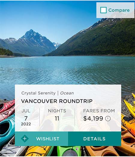 Crystal Cruises Vancouver rountrip